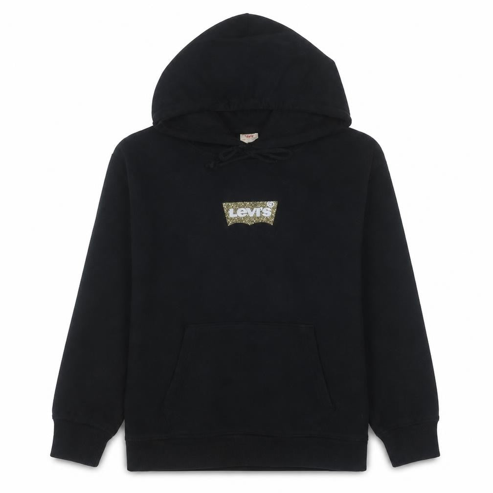 Front view of Levi's Women's Black L Pullover Hoodie with Logo Front