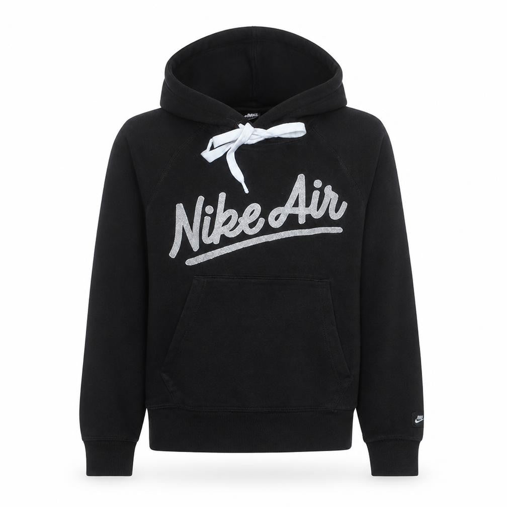 Front view of Nike Women's Black Small Pullover Hoodie with Logo Print
