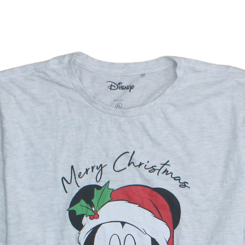 Disney Women’s Grey Mickey Mouse Christmas T-Shirt XL