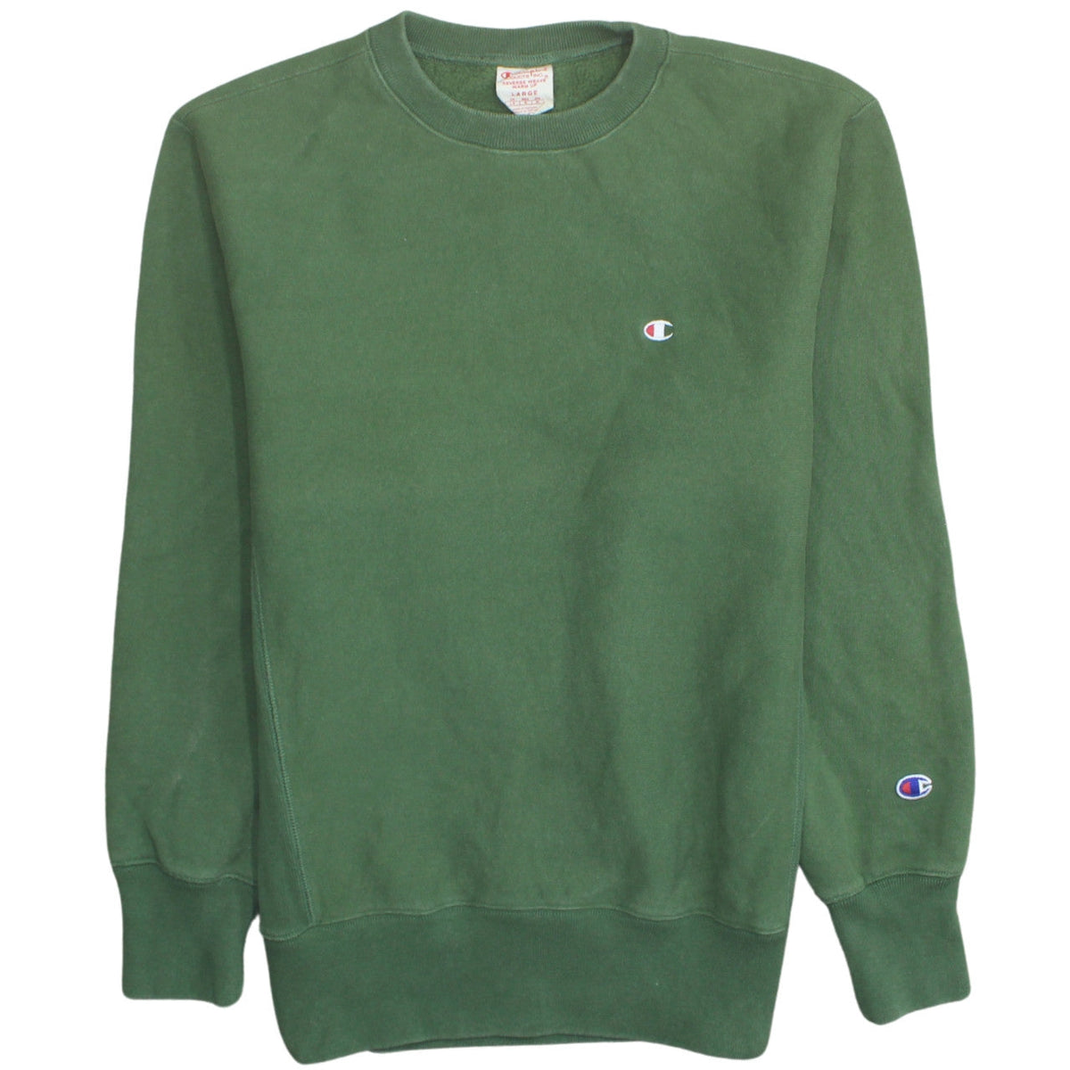 Champion Men's Green Reverse Weave Crew Neck Sweatshirt Size L
