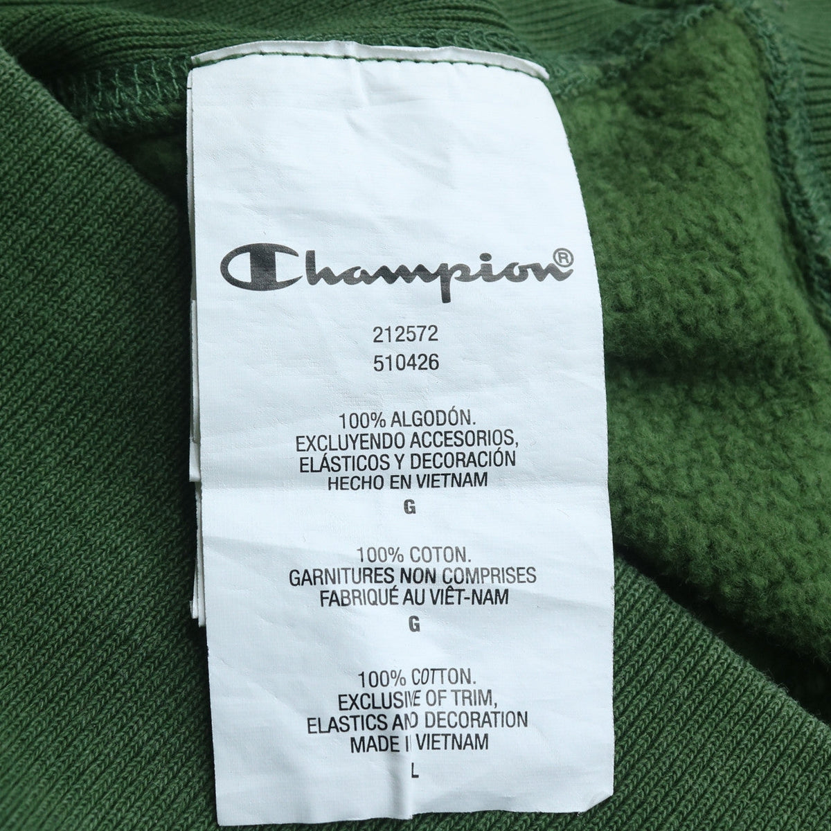 Champion Men's Green Reverse Weave Crew Neck Sweatshirt Size L