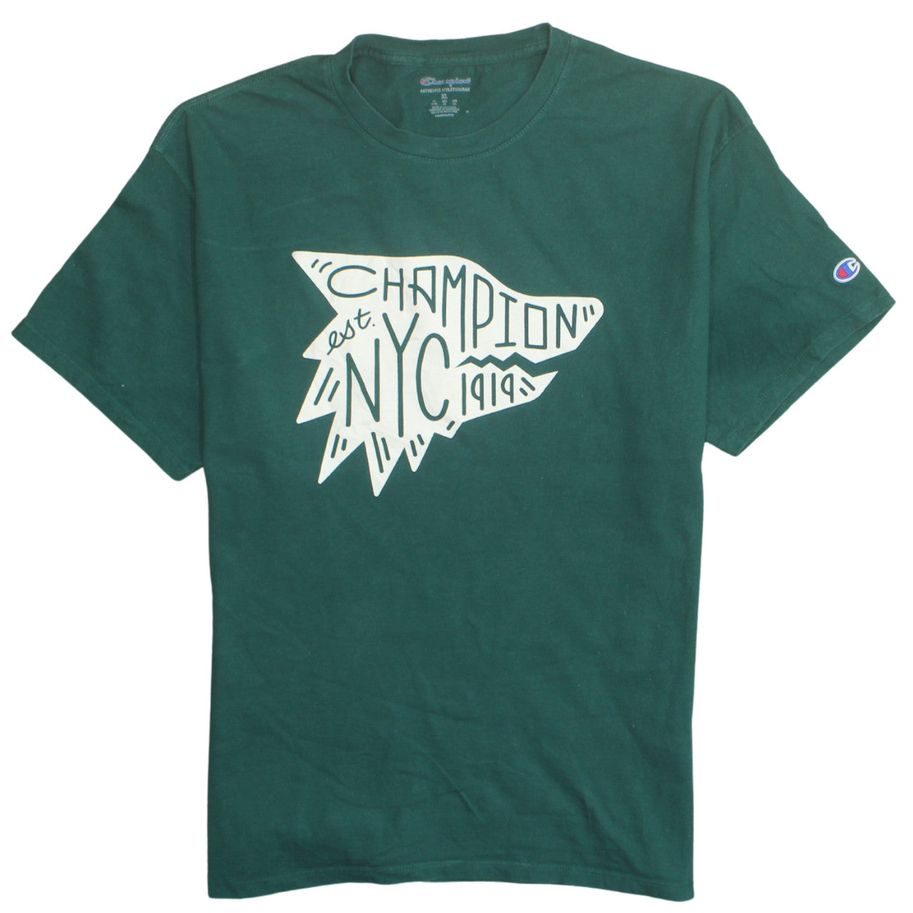 Champion Men's Green NYC 1919 Graphic Cotton T-Shirt XL