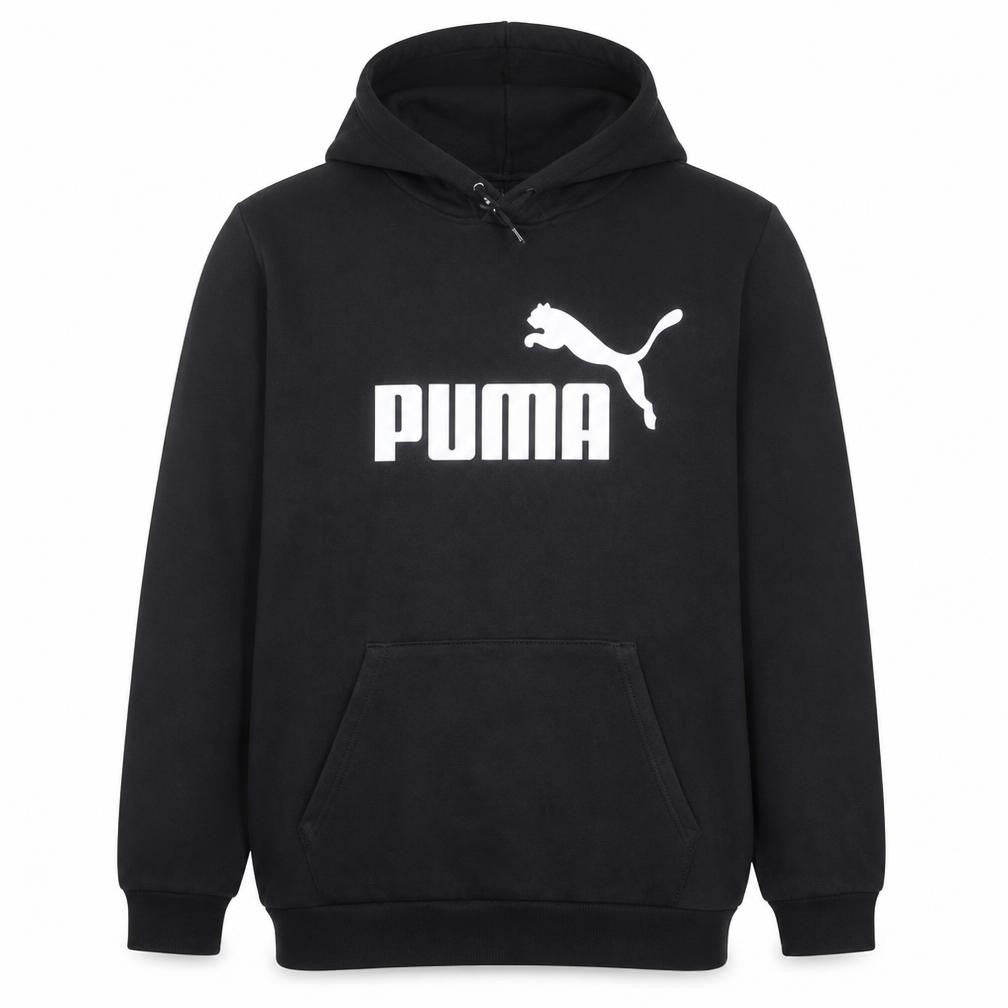 Front view of Puma Men's Black XL Pullover Hoodie Fleece Sweatshirt