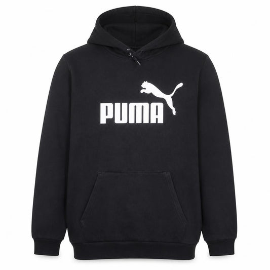 Front view of Puma Men's Black XL Pullover Hoodie Fleece Sweatshirt