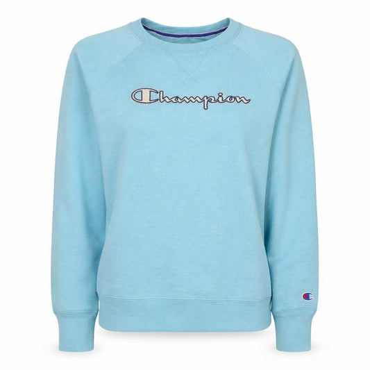 Front view of Champion Women's Blue Crew Neck Pullover Sweatshirt M