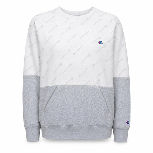 Front view of Champion Women Grey & White Logo Crew Neck Pullover Sweatshirt L