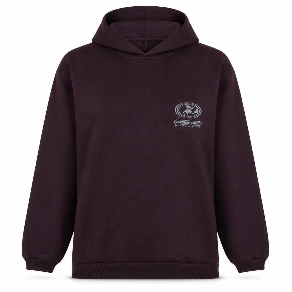 Front view of Piping Hot Women's Purple Pullover Hoodie, size 16, Graphic Print