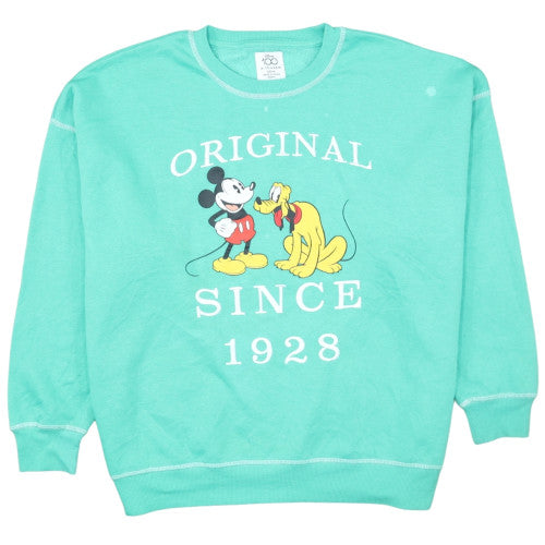Primark Disney Women's Green Mickey & Pluto Crew Neck Sweatshirt Size M 12/14