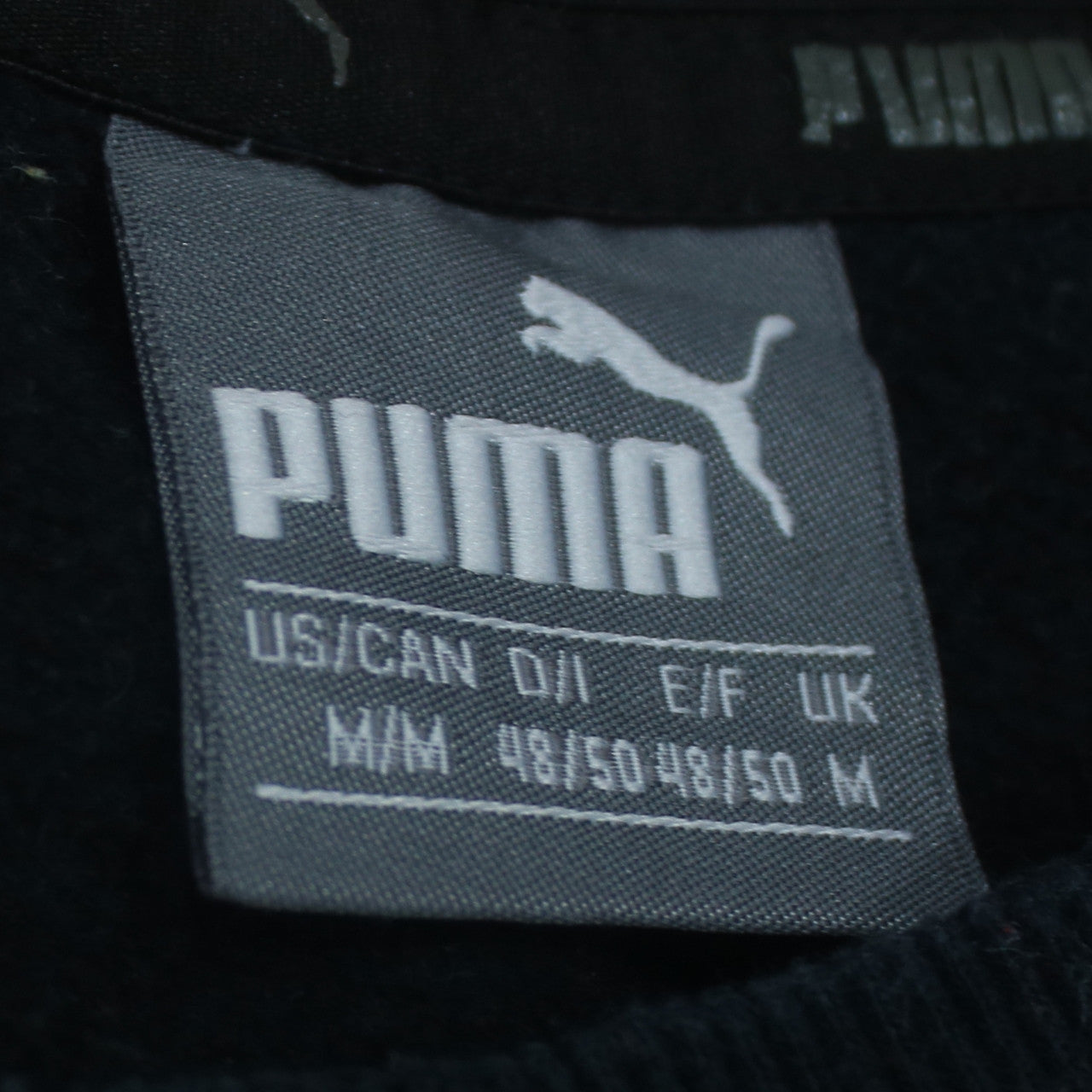 Puma Men’s Black Crew Neck Sweatshirt M Regular Fit Logo Pullover