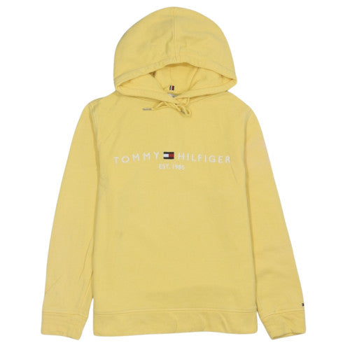 Tommy Hilfiger Womens Yellow Pullover Hoodie M Cotton Logo Casual