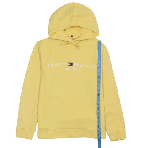 Tommy Hilfiger Womens Yellow Pullover Hoodie M Cotton Logo Casual