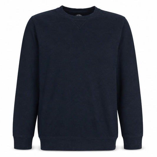 Front view of Dickies Men's Blue Crew Neck Cotton Pullover Sweatshirt Medium
