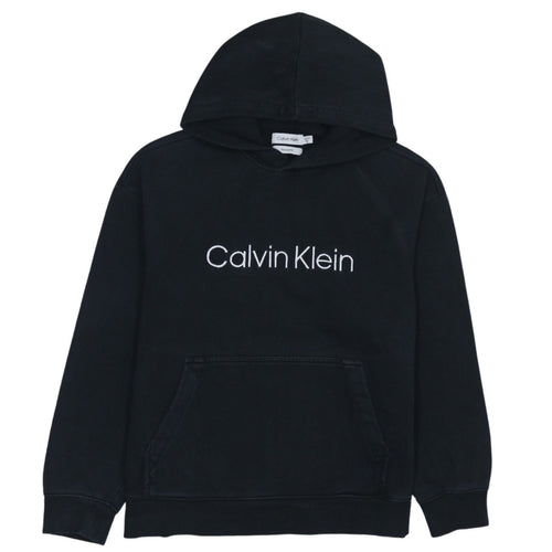 Calvin Klein Womens Black Relaxed Fit Cotton Pullover Hoodie XS