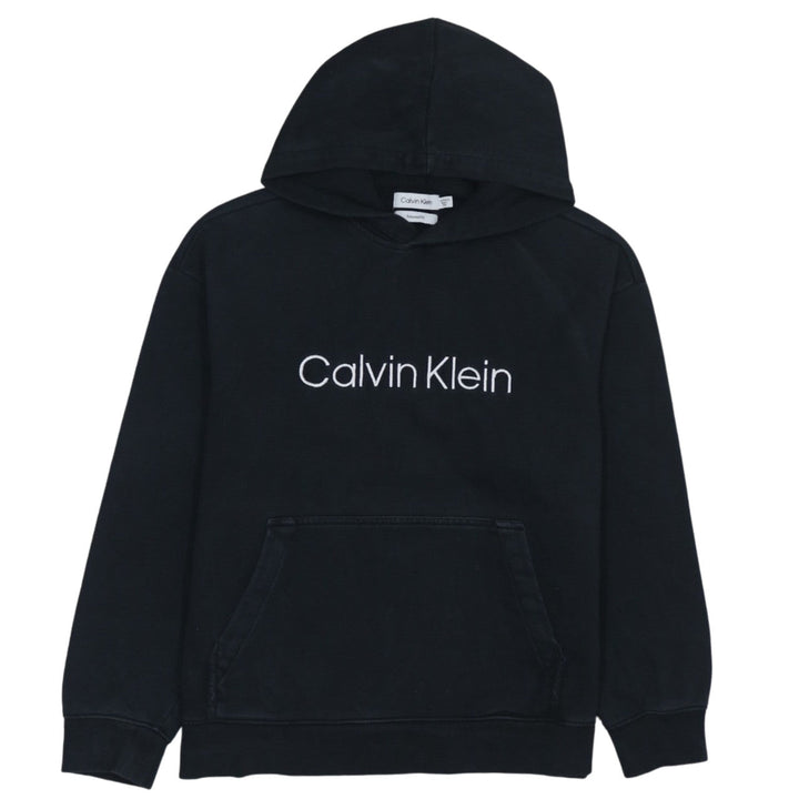 Calvin Klein Womens Black Relaxed Fit Cotton Pullover Hoodie XS