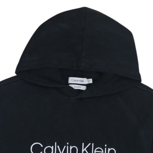 Calvin Klein Womens Black Relaxed Fit Cotton Pullover Hoodie XS