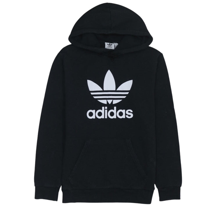 Adidas Womens Black Small Pullover Hoodie with Logo Print