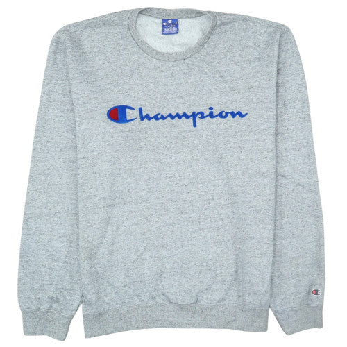 Champion Men's Grey XL Crew Neck Logo Sweatshirt