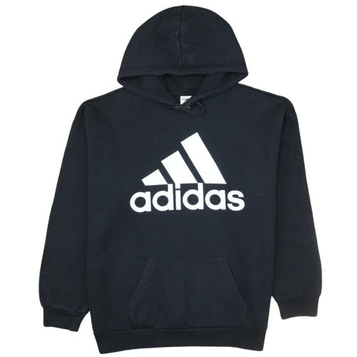 Adidas Womens Black Pullover Hoodie L Logo Graphic Cotton Blend