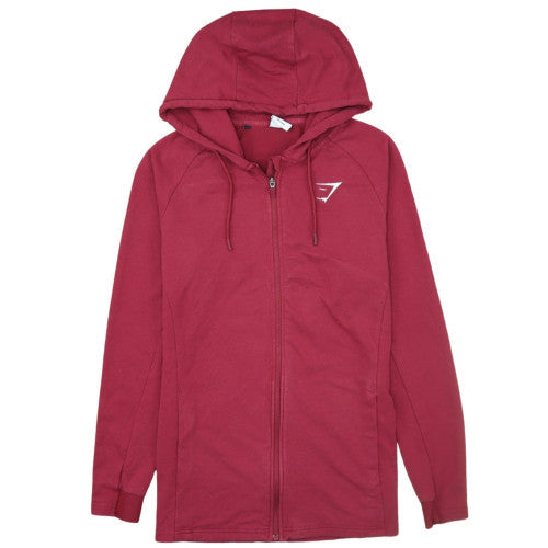 Gymshark Men's Red Full Zip Hoodie Size M Slim Fit Gym Wear