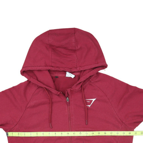 Gymshark Men's Red Full Zip Hoodie Size M Slim Fit Gym Wear