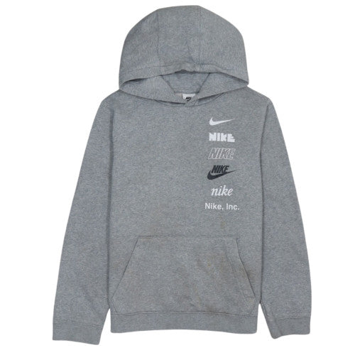 Nike Boys Grey XL Pullover Hoodie with Logo Print Sweatshirt
