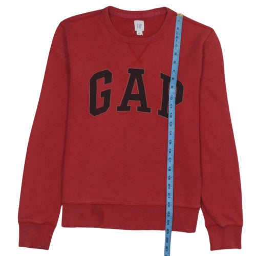 GAP Women Red Logo Crew Neck Pullover Sweatshirt Size S