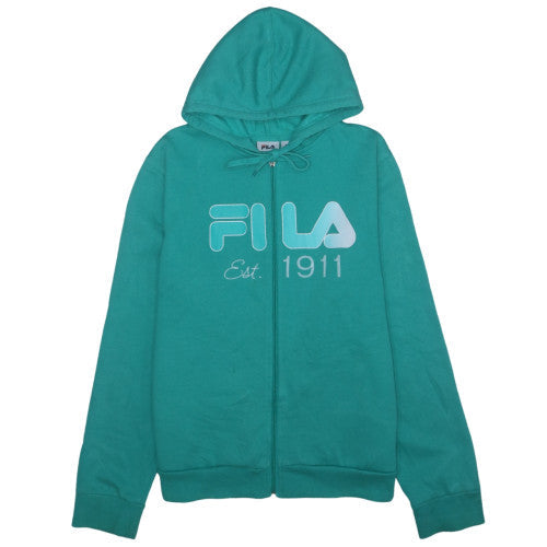 Fila Women's Green Full Zip Hoodie XL Polyester Cotton Blend