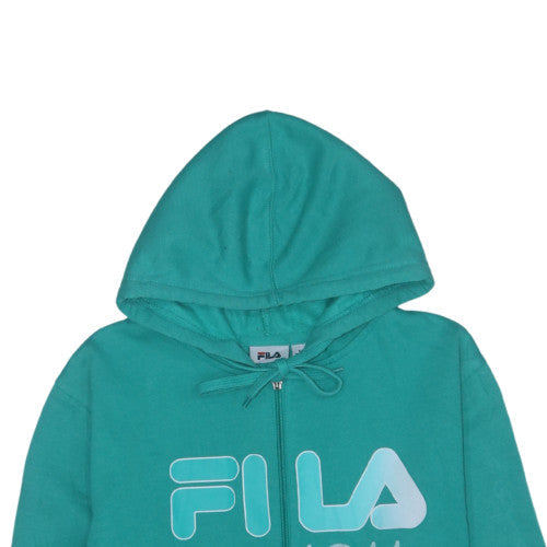 Fila Women's Green Full Zip Hoodie XL Polyester Cotton Blend