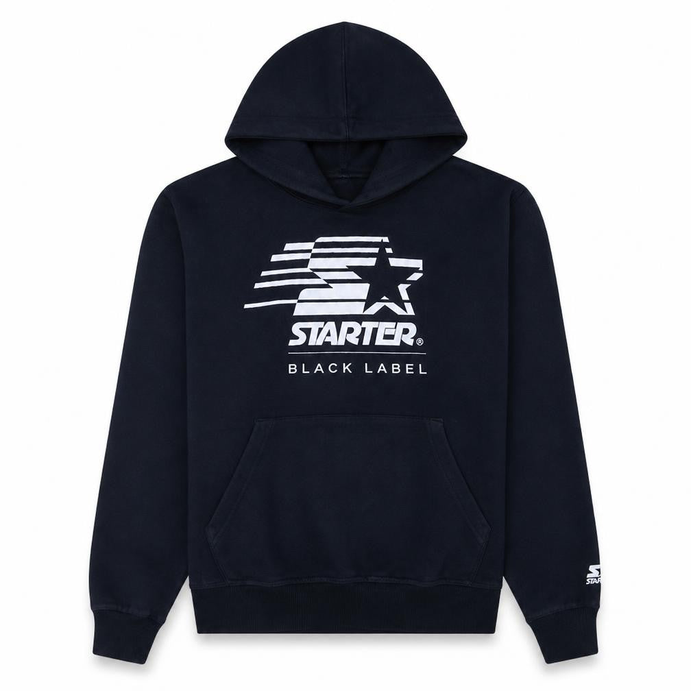 Front view of Starter Black Label Men's Blue Pullover Hoodie, size M