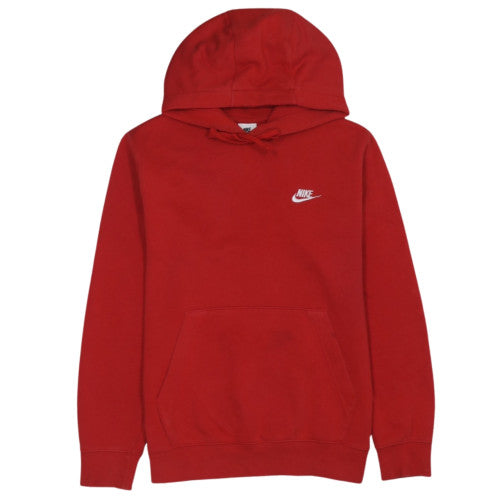 Nike Womens Red Pullover Hoodie Small Fleece Lined Casual Sweatshirt
