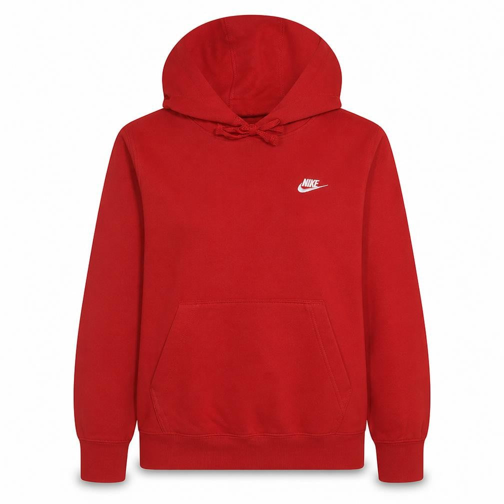 Front view of Nike women’s red pullover hoodie small fleece lined casual sweatshirt