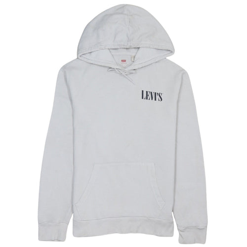 Levi's Womens White Small Pullover Hoodie Cotton Logo Print