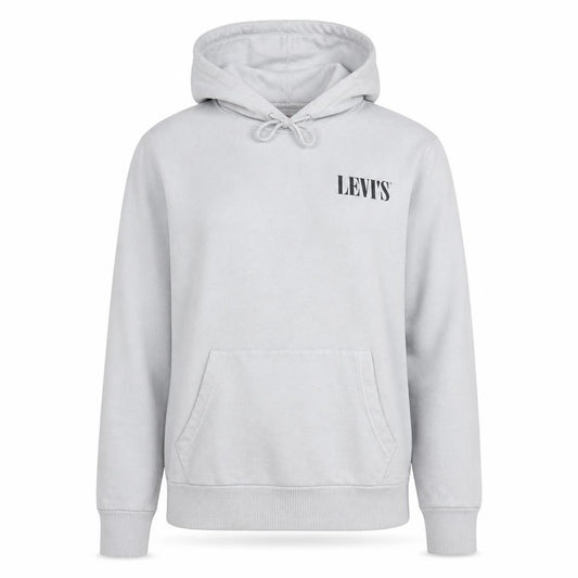 Front view of Levi's women’s white small pullover hoodie cotton logo print