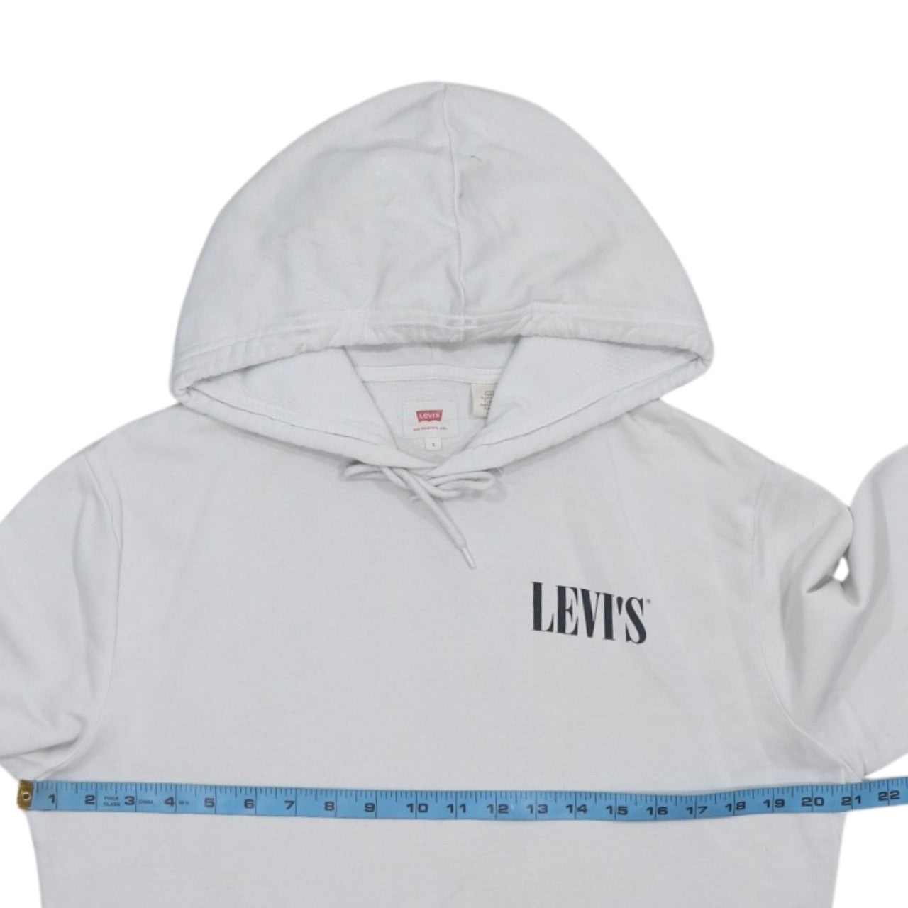 Levi's Womens White Small Pullover Hoodie Cotton Logo Print