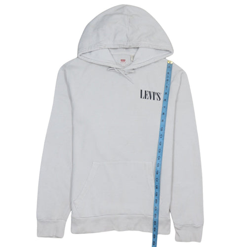 Levi's Womens White Small Pullover Hoodie Cotton Logo Print