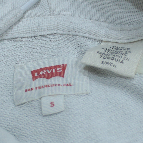 Levi's Womens White Small Pullover Hoodie Cotton Logo Print