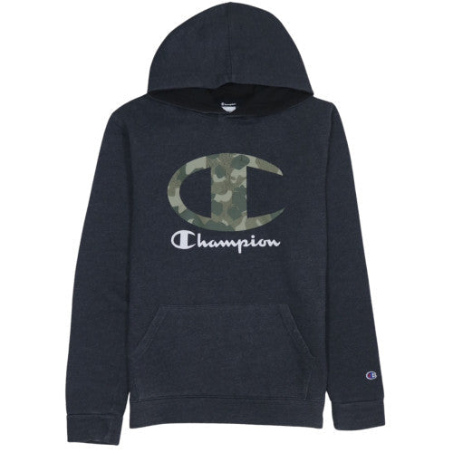Champion Men's Black Pullover Hoodie S Camouflage Logo Fleece