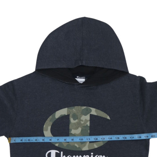 Champion Men's Black Pullover Hoodie S Camouflage Logo Fleece