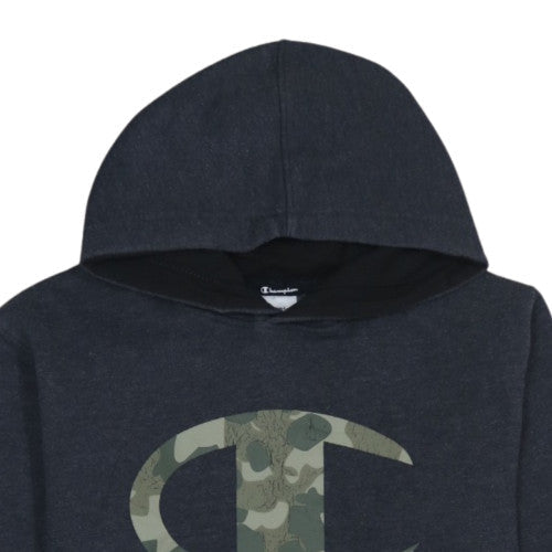 Champion Men's Black Pullover Hoodie S Camouflage Logo Fleece