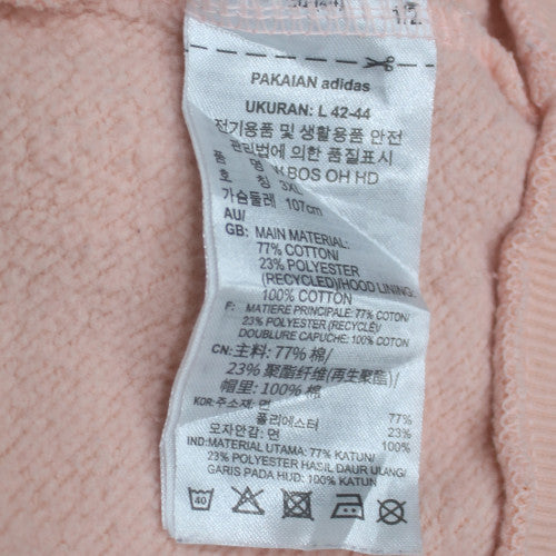 Adidas Womens Pink Pullover Hoodie Size L Cotton Blend Logo