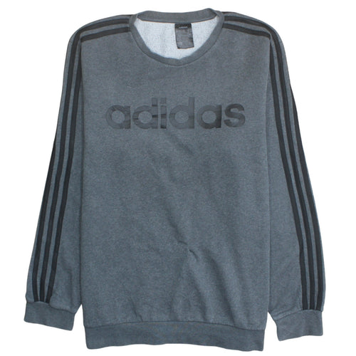 Adidas Mens Grey Logo Crew Neck Sweatshirt Size L Pullover