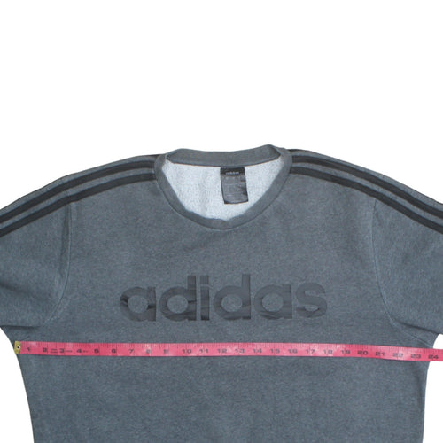 Adidas Mens Grey Logo Crew Neck Sweatshirt Size L Pullover