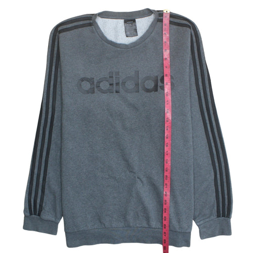 Adidas Mens Grey Logo Crew Neck Sweatshirt Size L Pullover