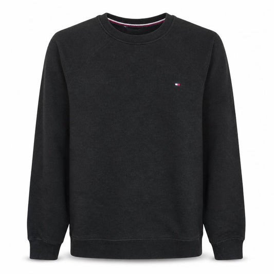 Front view of Tommy Hilfiger Men's Black XS Crew Neck Pullover Sweatshirt