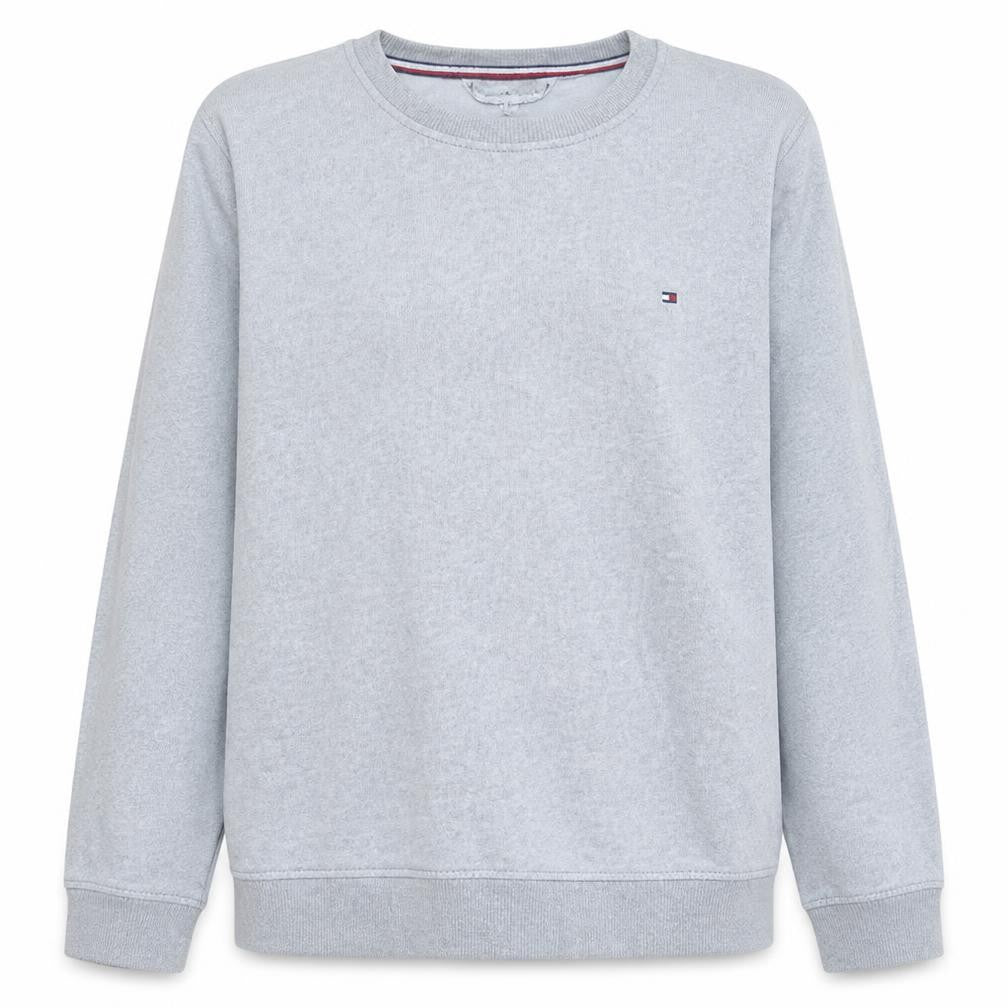 Front view of Tommy Hilfiger Men's Grey Crew Neck Pullover Sweatshirt M
