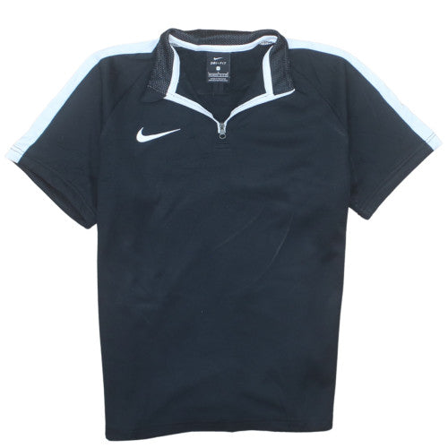 Nike Boys Black Dri-Fit 1/4 Zip Short Sleeve Sports Top Size 12-13 Years
