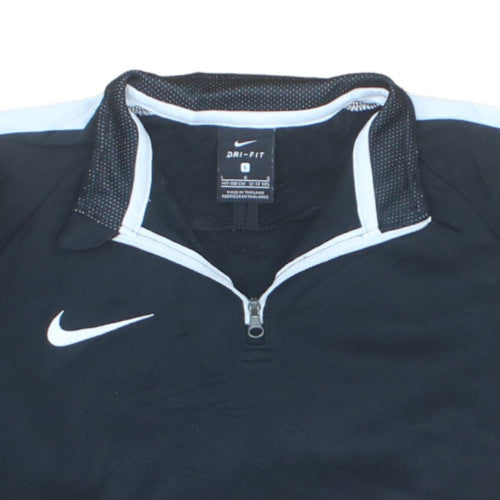 Nike Boys Black Dri-Fit 1/4 Zip Short Sleeve Sports Top Size 12-13 Years