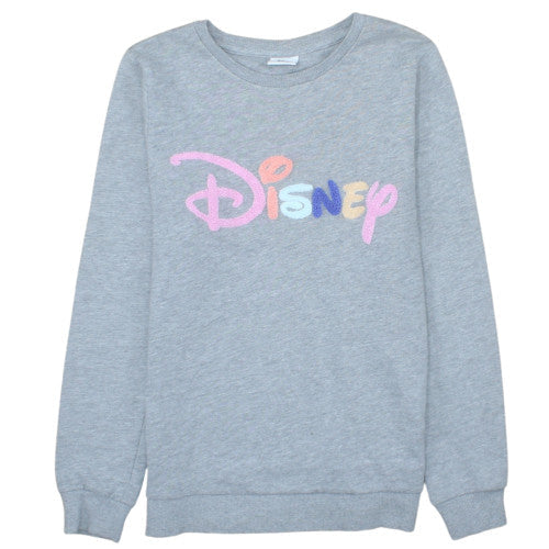 Disney Womens Grey Pullover Sweatshirt Size 8 Tu Cotton Blend Crew Neck