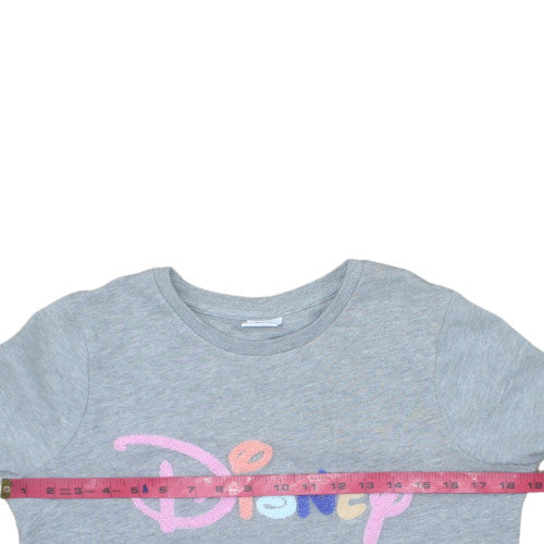 Disney Womens Grey Pullover Sweatshirt Size 8 Tu Cotton Blend Crew Neck