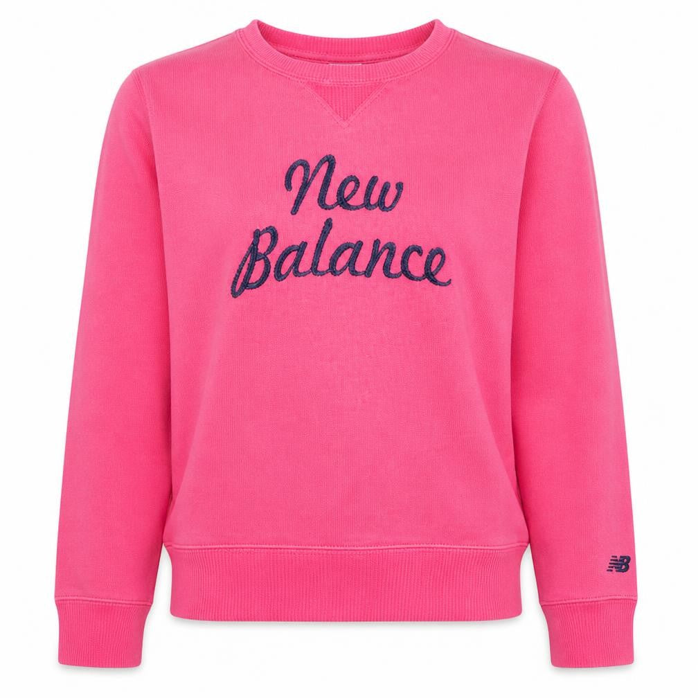 Front view of New Balance women’s pink pullover sweatshirt xs cotton blend